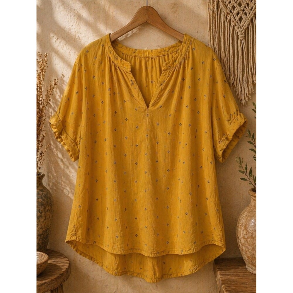 Deco F/S Short Sleeve Split V-Neckline Size 2XL Top